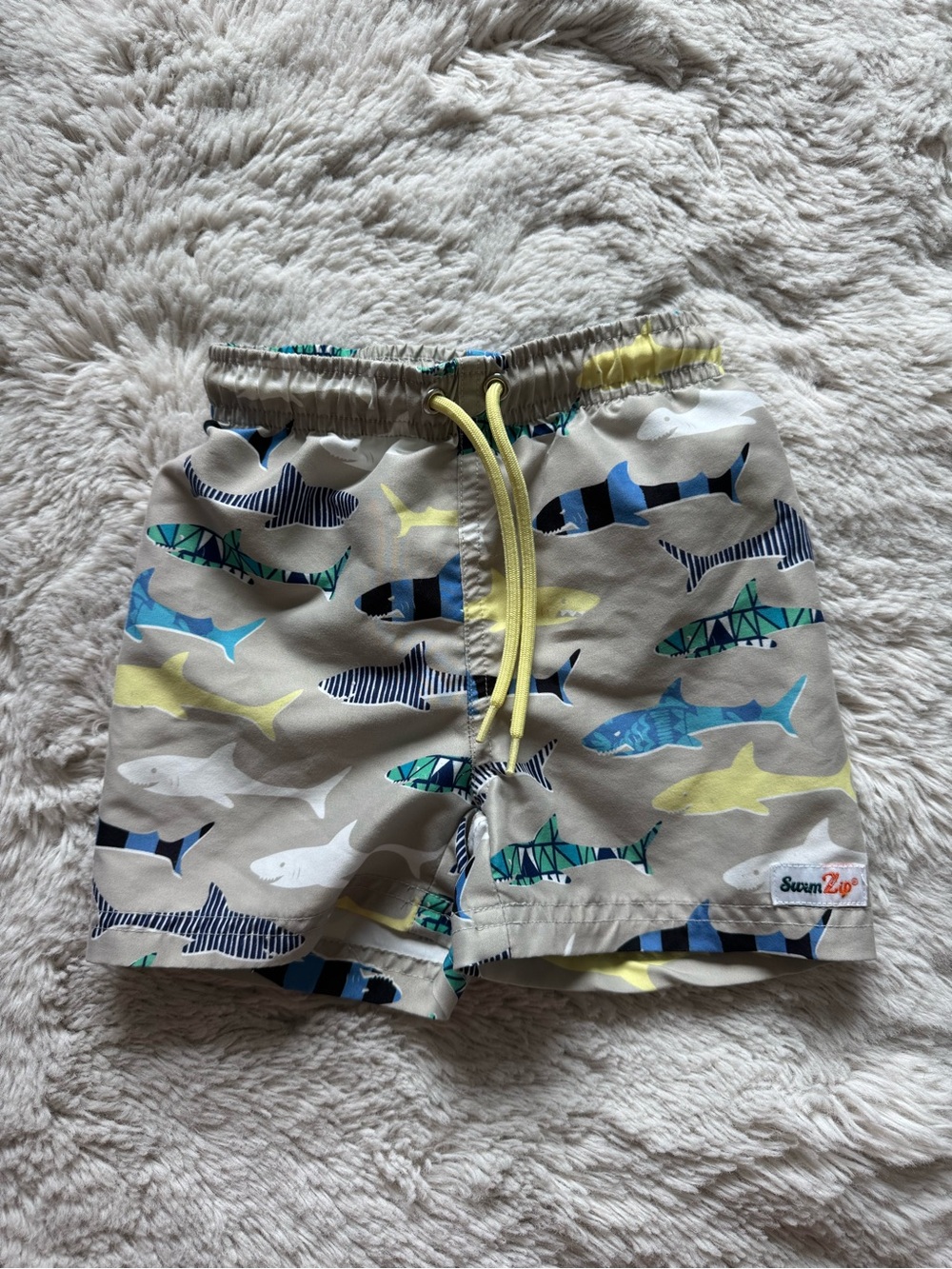 SwimZip Shark Print Swim Trunks